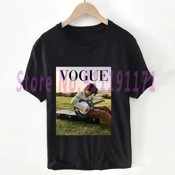 Vogue Harry Styles camiseta Unisex Harajuku Rosa Amor En el Tour de fotos Personales, Sandía gráfico negro Tops de Algodón Tamaño Pluse
