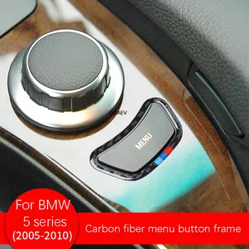 Para BMW Serie 5 E60 520 525li 2005-2010 de fibra de carbono coche MENÚ de la consola en el botón marco decorativo cubierta