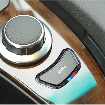 Para BMW Serie 5 E60 520 525li 2005-2010 de fibra de carbono coche MENÚ de la consola en el botón marco decorativo cubierta