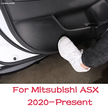 La Puerta de su coche Protector de la Almohadilla Anti-kick Anti-sucio Mat Pad de la Cubierta de Fibra de Carbono de la etiqueta Engomada Para Mitsubishi ASX 2020 2021 de los Accesorios del Coche