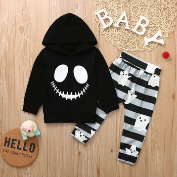Bebé recién nacido juego de Ropa de Pesadilla Sudadera con capucha +Fantasma Pantalones de Halloween Trajes de Bebé Niñas de Chándal de 2pcs Ropa Para Bebés