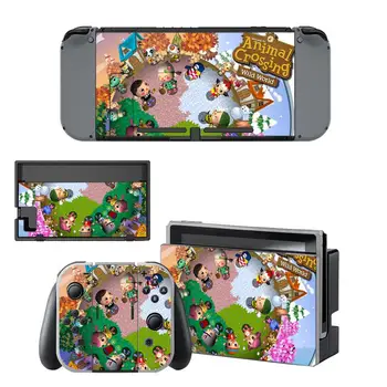 Animal Crossing Wild World Piel Pegatina de vinilo para Nintendo Interruptor de la etiqueta engomada de la piel NS Consola y Alegría-Con los Controladores
