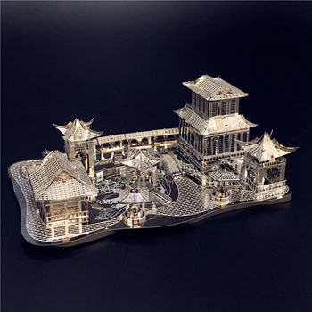 MMZ MODELO 3D de Metal Rompecabezas Chino Jardines clásicos de Suzhou Edificio Diy 3D, Kits de modelos de Corte Láser de Armar Rompecabezas Juguetes