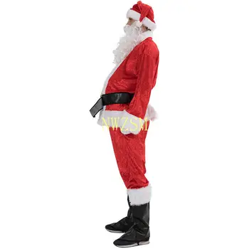 Navidad Santa Claus Traje de Cosplay de Santa Claus Ropa de disfraces De Navidad para Hombres 5pcs/lot Traje Para Adultos caliente