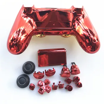 JDM 040 Lleno de Vivienda de Caso Delantera de Cromo Oro Rojo Shell de la Cubierta de Repuesto Para PS4 PRO Playstation 4 PRO JDS 040 V2 Controlador