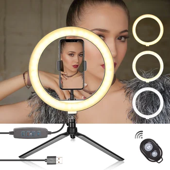 10 Pulgadas Selfie Anillo de Luz con base de Trípode & Holder Teléfono Celular para la transmisión en Vivo de Maquillaje Mini Led de la Cámara para YouTube