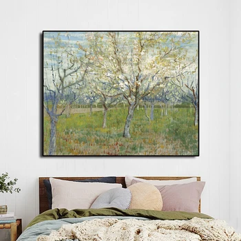 Pera Flor de Van Gogh en las Imágenes de la Pared de Arte de la Impresión del Cartel de la Lona Pintura Caligrafía Decorativa para la Sala de estar Decoración para el Hogar