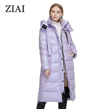 ZIAI 2020 de invierno de las mujeres de largo calientes mujeres de la chaqueta de Tela de colores de moda de las mujeres delgadas de abrigo de calidad de la marca caliente Desmontable sombrero ZR-9510