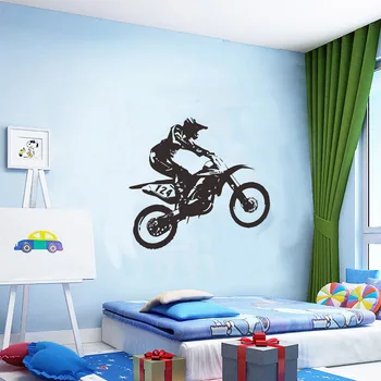 Moto racer etiqueta engomada de la pared para el Chico de la habitación de los niños dormitorio-estudio de la personalidad decoración Pegatinas de papel tapiz tallada a Mano pegatinas