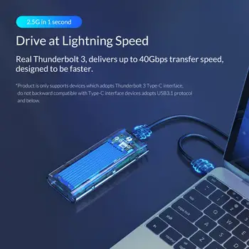 ORICO Thunderbolt 3 M. 2 NVME SSD Gabinete de Apoyo a 40 gbps 2 TB Transparente USB C SSD Caso de la Caja con C a C Cable Para Mac Windows