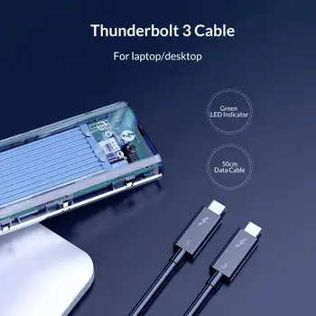 ORICO Thunderbolt 3 M. 2 NVME SSD Gabinete de Apoyo a 40 gbps 2 TB Transparente USB C SSD Caso de la Caja con C a C Cable Para Mac Windows