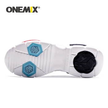 ONEMIX los Hombres Zapatillas de deporte de la Tecnología de Estilo de Cuero de la Amortiguación Cómoda Hombres Rojo Deporte Zapatos para Correr para las Mujeres de la Plataforma Retro Zapatos de Papá