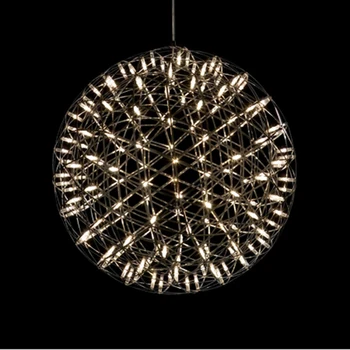 Moderno breve Loft chispa de la bola LED Colgante aparato de Luz de los Fuegos artificiales de Bola de acero inoxidable colgante Lámparas de casa deco iluminación 110-240V