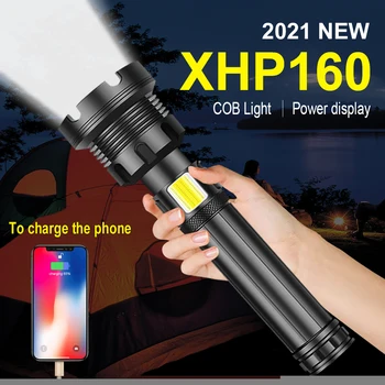 XHP160 COB Led Linterna 18650 o 26650 Usb Flash Táctico Luz XHP70.2 Recargable Led Linterna Zoom De Caza Brillante Lámpara De Trabajo