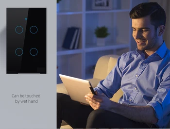 Wifi Smart Touch Interruptor Interruptor de la Luz de Control de Voz Inalámbrico Interruptor de Pared de Vidrio de la Pantalla Táctil del Panel de Trabajo con Alexa Echo GoogleHome
