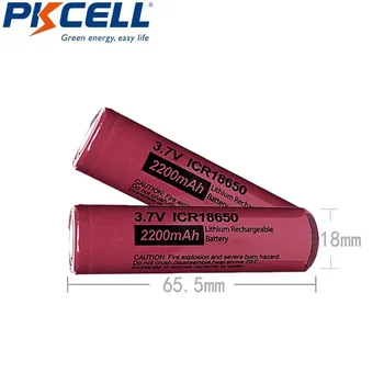 1-5Pcs PKCELL 3.7 V 2200MAH Li-ion 18650 Batería de litio Recargable de Baterías de ICR 18650 2.2 AHfor linterna