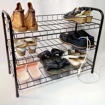 Soporte de estante estante estante del zapato zapato rack con tres estantes de 9 pares de zapatos 66x28x52 cm negro Gris de cobre, oro antiguo