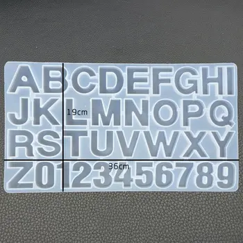 DIY Cristal Epoxi Números 26 Letras de Molde de Alta Espejo Artesanías Fabricación de Molde de Silicona T4MD
