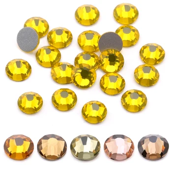 SS3-SS20 Citrino de diamantes de imitación para el Arte de Uñas 1440pcs las planas No Revisión de Pegamento de Uñas de Arte de diamantes de Imitación de estilo Boutique y de grado Superior