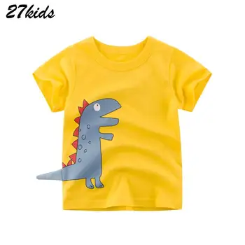 27kids 2-9Years de dibujos animados Patrón de Cocodrilo Bebé Niños Niños Camiseta Para el Verano de Algodón Bebé Niños Niños Niñas pantalones Cortos de Prenda