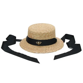 Nueva Moda de la Abeja de la longitud de la Cinta Niñas Sombreros de Sol de las Mujeres de Verano de Paja Playa Sombreros de Padre-hijo Sombrero de los Niños de la Visera del Gorro Mayorista NH818