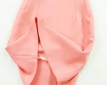 La moda del traje femenino del verano Nuevo de alta calidad de gran tamaño de la Gasa de la Menta de la Manga de la Camisa Suelta de + Naranja, Rosa, Bolsa de cadera Falda OL conjunto