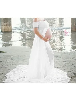 El Embarazo Vestidos De Maternidad De La Fotografía Props Ropa Para Mujeres Embarazadas Shoulderless Cola De Maternidad Vestidos Para Sesión De Fotos