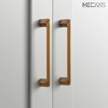 Cajón de puerta de Latón, manija estilo Europeo se monta en la superficie del gabinete manija de la puerta minimalista moderno poroso distancia