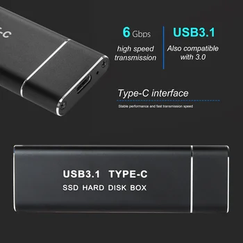 Portable SSD USB 3.1 M. 2 NGFF de Alta Velocidad Externo SSD Móvil de la caja de Disco Duro USB 3 Velocidad de Transmisión es De Hasta 10 gbps