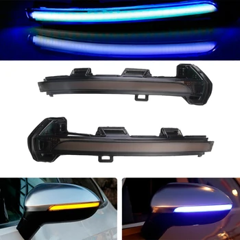 2Pcs Coche Dinámica del LED de Señal de Giro Luz de Espejo Retrovisor con luz Intermitente del Indicador para el Passat B8 Arteon - 2019 Amarillo + Azul