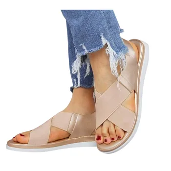 Cómodo Deslizamiento En Sandalias Elástica Textil Empalme Sandalias de Playa Casual Zapatos Para Mujer Clásicos antideslizante Ligero Sandalia de Mujer
