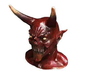 Cuerno De Diablo Demonio De Látex Máscara Realista Krampus Máscara De Demonio Chirstmas De Disfraces Sombreros Del Partido Horrible Props