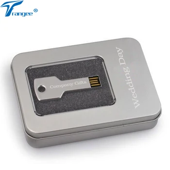 Clave de la Unidad Flash USB de Regalo pen drive de 4GB 8GB 16GB Logotipo modificado para requisitos particulares del Metal Pendrive de 32gb de memoria usb / disco en la Tecla con Caja de Regalo