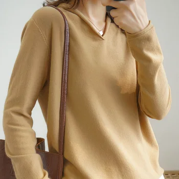 De alta calidad Jersey de punto suéter de cachemira manga larga V-cuello suéter de las mujeres de extracción femme nouveaute 2019
