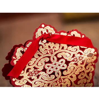 50Pcs/set de Corazón Rojo de Corte Láser Hueco Transporte Favorece Regalos Cajas de Dulces Con Cinta de Ducha del Bebé de la Fiesta de la Boda Suministros