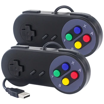 2PCs USB Controlador de juegos de Juegos de Joystick Retro Gamepad con Cable Gamestick de Control para PC / Windows / Linux SNES / Raspberry Pi