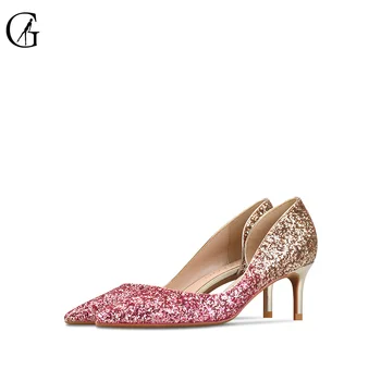 GOXEOU de las Mujeres de las Bombas de 8 Colores de Orsay de Gradiente de Color Glitter Dedo del pie Puntiagudo de 6 cm de Tacones de Fiesta de la Boda de la Moda de los Zapatos de Tamaño 32-46