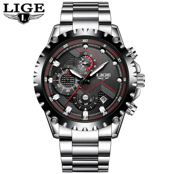 LIGE Reloj de los Hombres del Deporte de Moda Reloj de Cuarzo para Hombre Relojes de la Marca Superior de Lujo de Acero Lleno de Negocio Impermeable Reloj Relogio Masculino