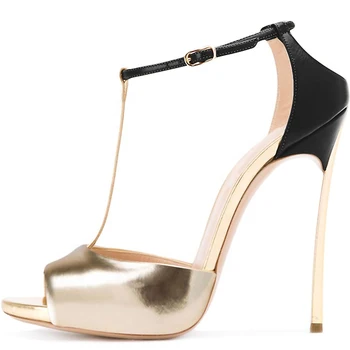 Mujer Zapatos de Vestir Elegante de la Moda de las Sandalias de tacón Alto Sandalias de gama Alta de las Mujeres Sandalias T-atado de la Correa con Hebilla Tamaño de 34 a 45 años