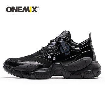 ONEMIX los Hombres Zapatos de la Tecnología Cómodo Amortiguación de Estilo de Cuero de la Amortiguación Cómoda Hombres Zapatillas de Deporte de Tenis de envío gratis