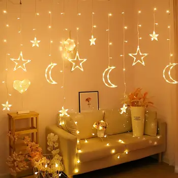 Luna Star LED de Hadas Cadena de Luz Garland EID Mubarak Ramadán Decoración de Navidad, la Iluminación de la Fiesta de la Boda Decorativos