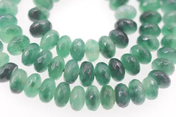 Jade verde redondel facetas 8*4 mm para BRICOLAJE para la fabricación de joyas sueltas perlas de 14 pulgadas FPPJ mayorista de perlas de la naturaleza de piedra de la gema