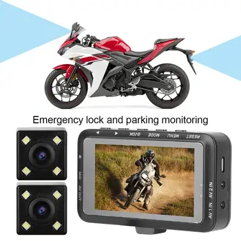 Motocicleta DVR Dash Cam 3.0 pulgadas LCD HD de 1080P G-sensor del Registrador de Conducción Cámara Frontal y Trasera