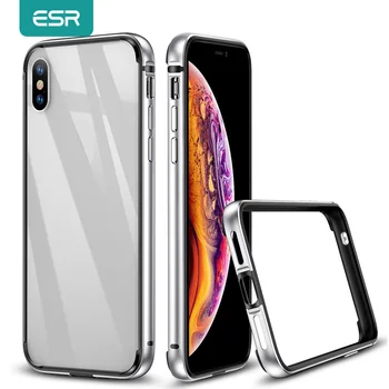 ESR Parachoques Caso para el iPhone X XR XS Marco de Metal de Lujo Armadura de Aluminio Anti-golpe de la Cubierta para el iPhone XR con Interior Suave Funda Bumper