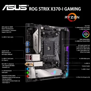 Asus ROG STRIX X370-me JUEGO la Placa base DDR4 32 GB AMD X370 DDR4 3600MHz M. 2 RGB de Escritorio X370 Placa base AM4 Mini-ITX Usado