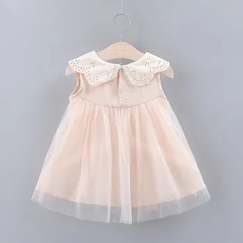 Bebé lindo vestido de niña Sólido Arco de Encaje de Tul Fiesta de la Princesa Vestido de la Ropa de color Rosa Vestido Blanco para niño de Niño túnica bebe HOOLER