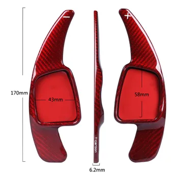 Para Audi TT TTS Q7 A5 S3 S4 Q2 Q5 A4L A5 A3 Rojo Volante palanca de cambios de la Extensión de los cambios de paletas de Fibra de Carbono, Accesorios para el Coche