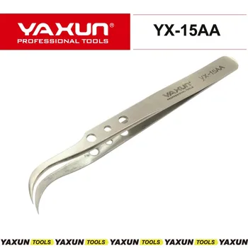 YAXUN YX-15AA Profesional de Punta Fina curvada de Acero Inoxidable Pinzas,antideslizante Anti-magnético Precisión Móviles iphone herramienta de reparación