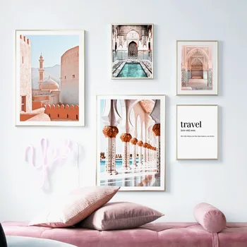 Marruecos Puerta De La Mezquita Viajes Corredor Cita Nórdicos Carteles Y Grabados, Arte De La Pared De La Lona De Pintura De Imágenes De La Pared Para Vivir Decoración De La Habitación
