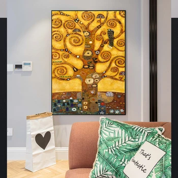 Gustav Klimt Árbol De La Vida, Arte De La Pared Impresiones De La Lona Del Árbol De La Vida, La Famosa Pintura De La Réplica De La Obra De Gustav Klimt Lienzo De Pintura Para La Sala De Estar